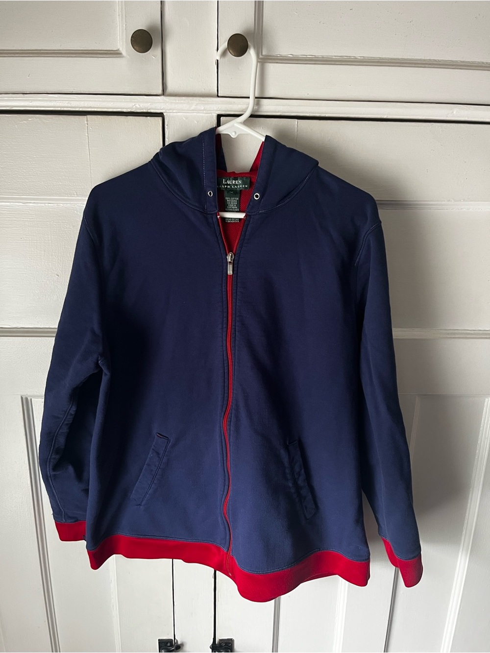 Lauren Ralph Lauren Navy Hoodie with Red Trim - Men’s Size 1X